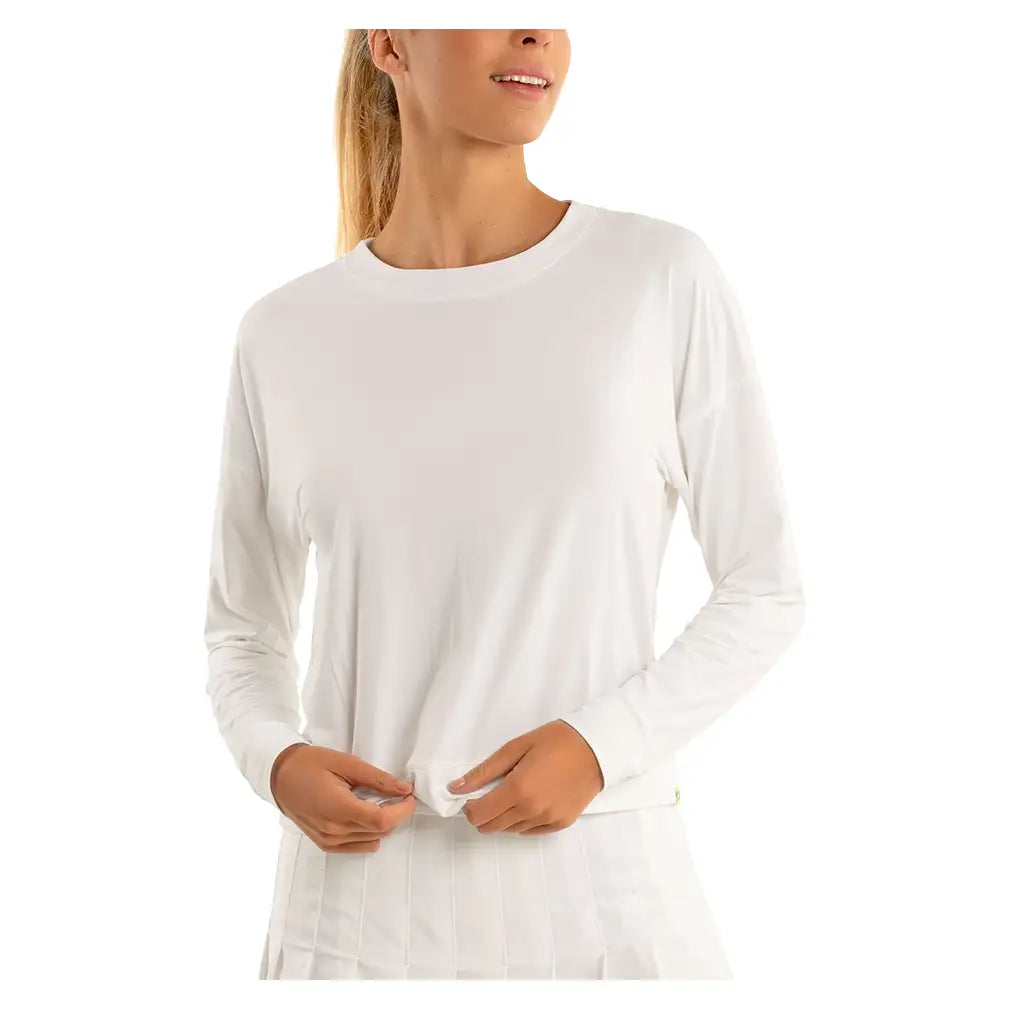 Women's LUV Hype Long Sleeve Tennis Top-Apparel-Lucky In Love-CT910-H25-bone-3-Tennis Express