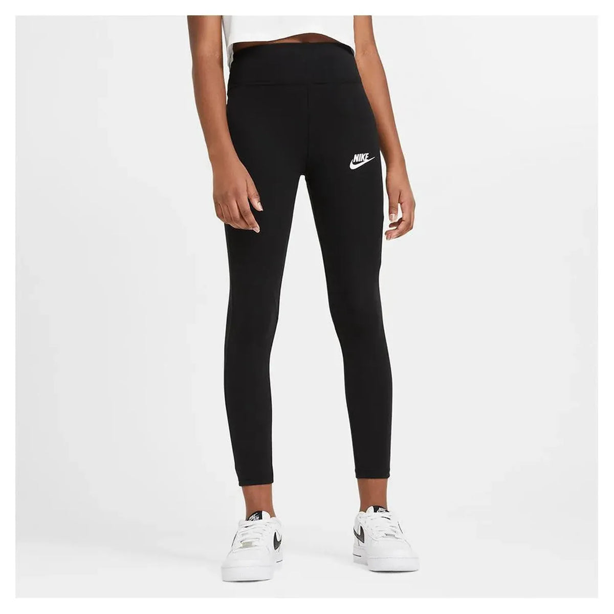 Girls' Sportswear Favorites High-Waisted Leggings Black and White-Apparel-Nike-CU8248-010BF21-3-Tennis Express