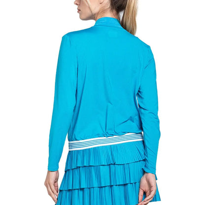 Women's Baseline Throw Over Tennis Top Caribbean Blue