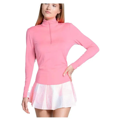 Women's LUV Free Play Zip Long Sleeve Tennis Top Flamingo