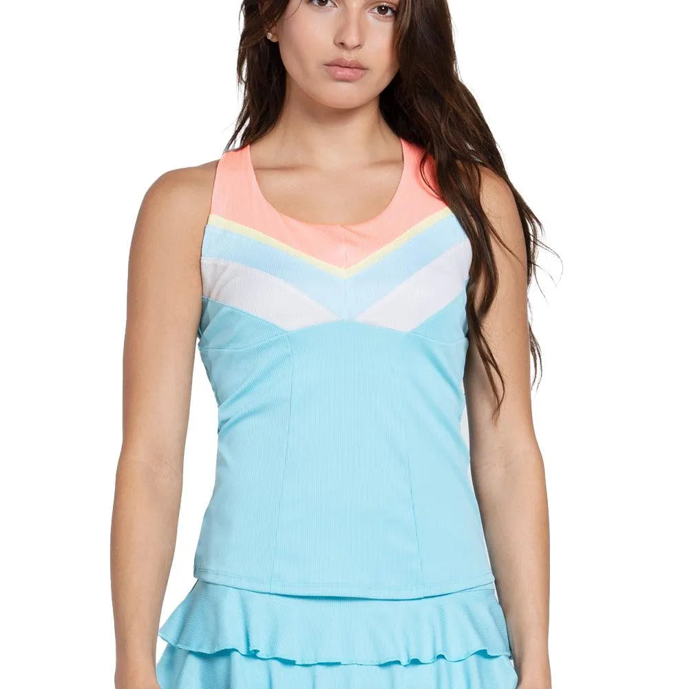 Women's Club Racerback Tennis Tank with Bra Cool Blue-Apparel-Lucky In Love-CX043-Y64464H24-Tennis Express