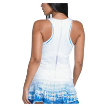 Women's Shibori Stripe Tennis Tank with Bra White