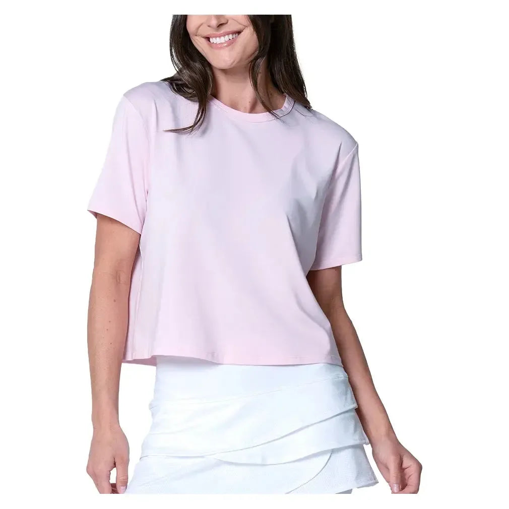Women's Powerbox Tennis Tee Pink Sand-Apparel-Lucky In Love-CX095-685F25-3-Tennis Express