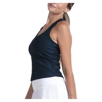 Women's Scoop Neck Rib Tennis Tank with Bra