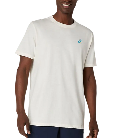 Camiseta Asics Court Graphic Cream Logo Azul 2025