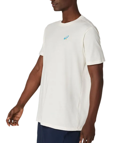 Camiseta Asics Court Graphic Cream Logo Azul 2025