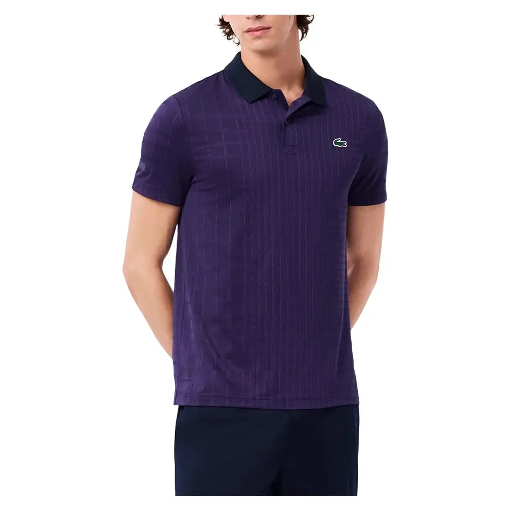 Men's Danill Medvedev Tennis Polo Navy Blue and Cossak Purple-Apparel-Lacoste-DH4762-7IJF25-Tennis Express