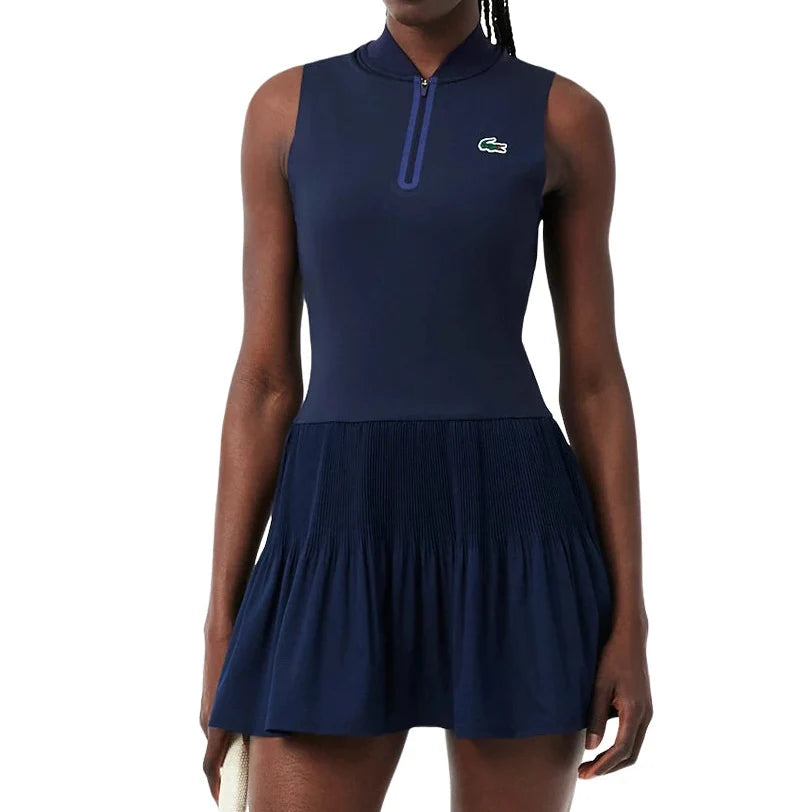 Women's Players Tennis Dress Navy Blue-Apparel-Lacoste-EF0151-166-Tennis Express