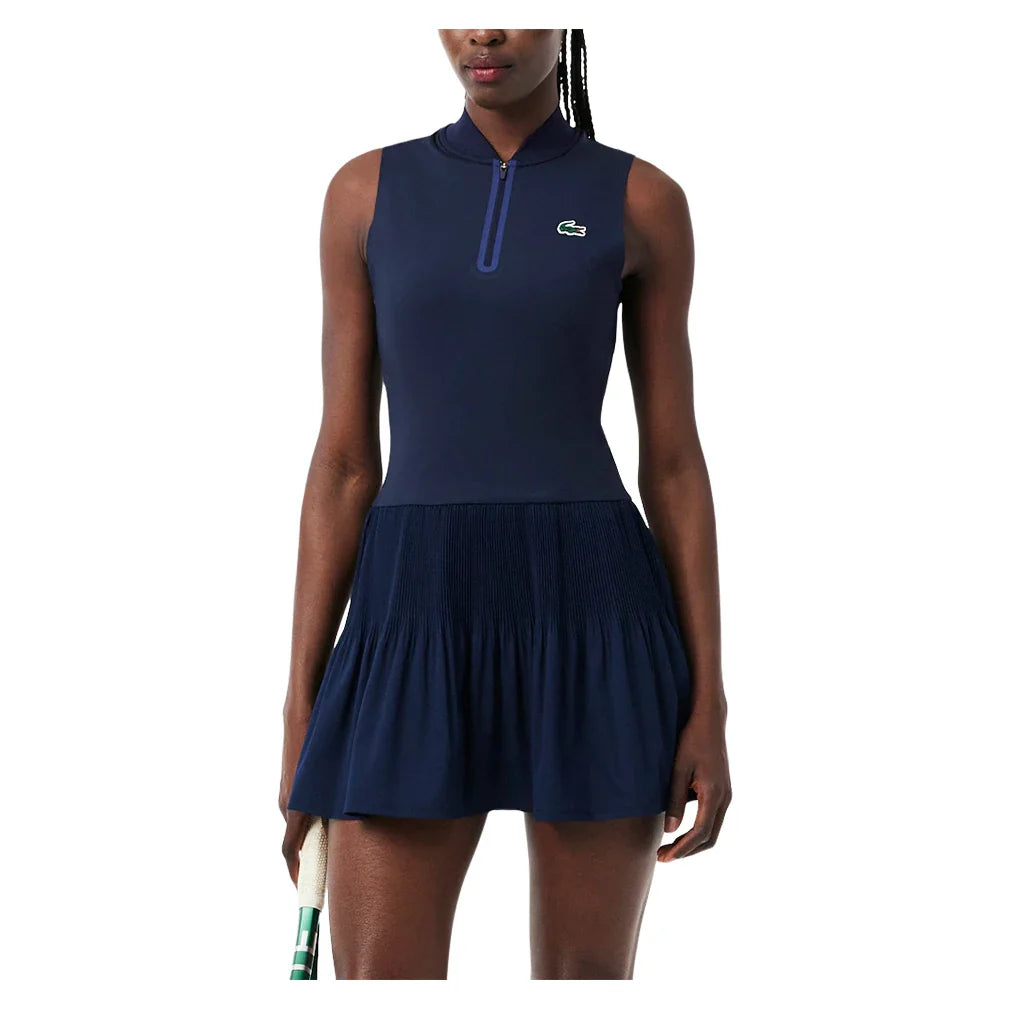 Women's Players Tennis Dress Navy Blue-Apparel-Lacoste-EF0151-166-Tennis Express