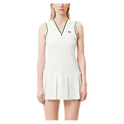 Women's Tennis Dress with Removable Pique Shorts White and Sinople-Apparel-Lacoste-EF1031-7WJB-3-Tennis Express
