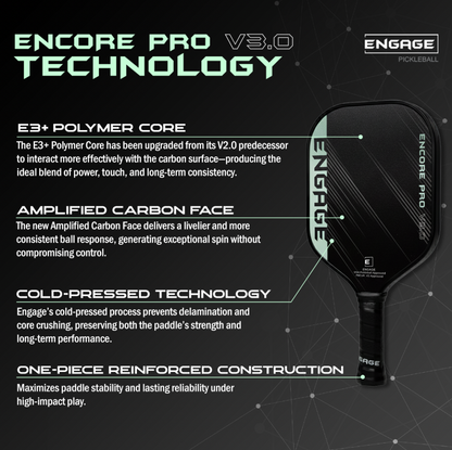 Engage Pickleball Encore Pro V3.0 Pickleball Paddle | True Carbon Skin