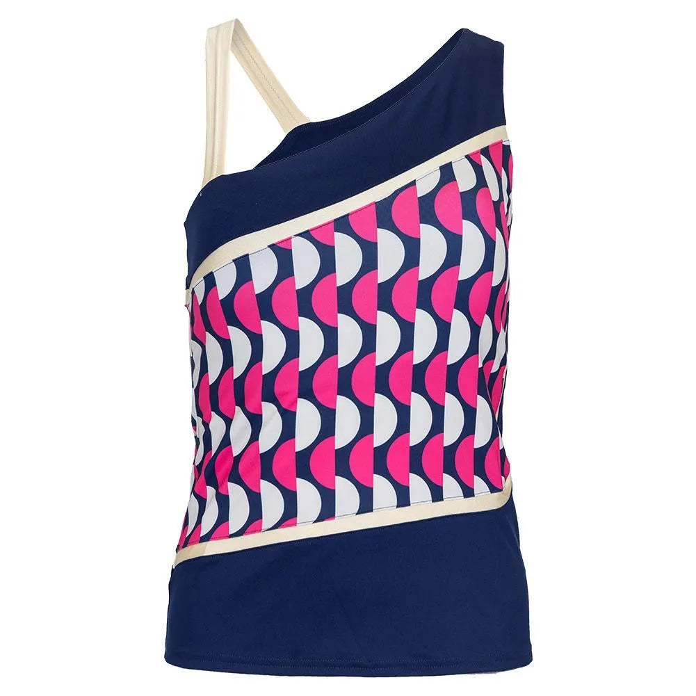 Women's Off-Shoulder Tennis Tank Geo Print and Ink-Apparel-Inphorm-F23012-0436F24-Tennis Express