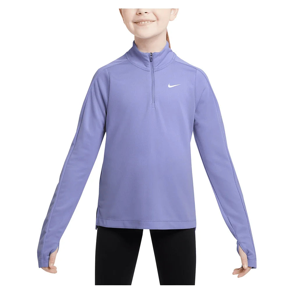 Girls' Dri-FIT Long Sleeve Half-Zip Training Top-Apparel-Nike-FD2853-569-Tennis Express