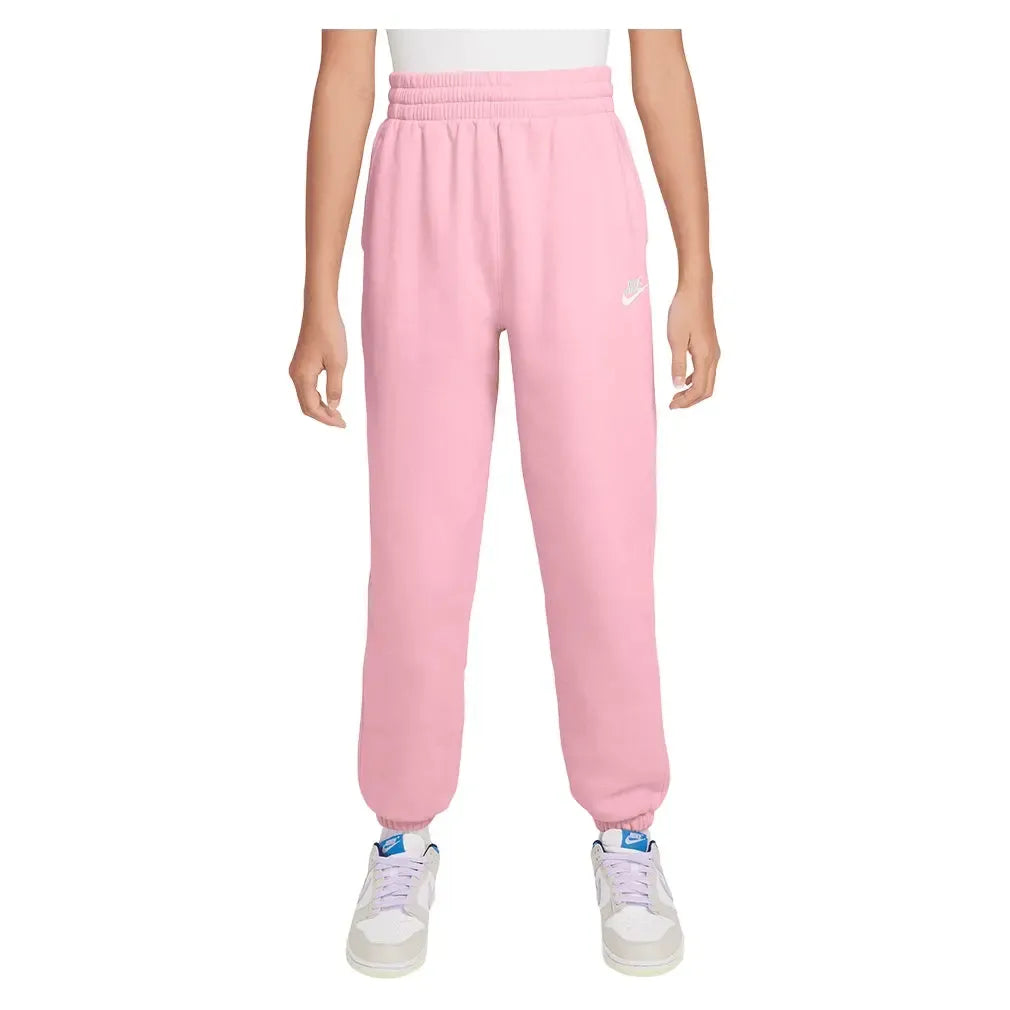 Girls' Sportswear Club Fleece Loose Pants Med Soft Pink-Apparel-Nike-FD2933-690B-2-Tennis Express