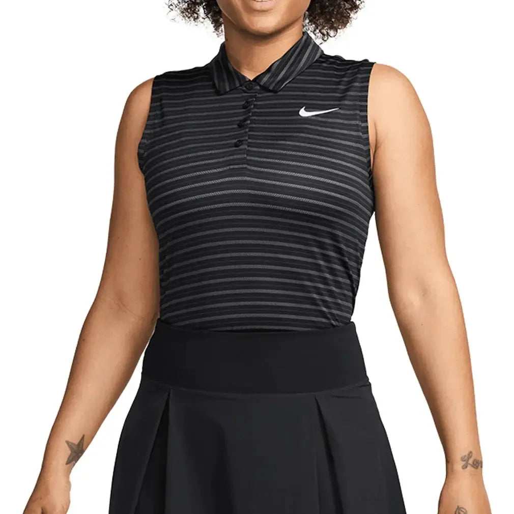 Women's Dri-Fit Victory Sleeveless Striped Tennis Polo-Apparel-Nike-FQ1824-010U25_7f3ee350-6ea1-4c6b-acdf-7912749c15b2-Tennis Express