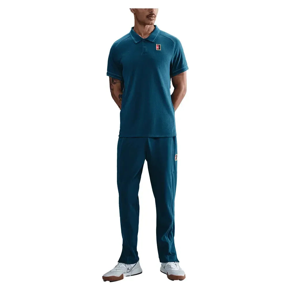 Men's Court Heritage Tennis Polo Blue Force and Green Abyss