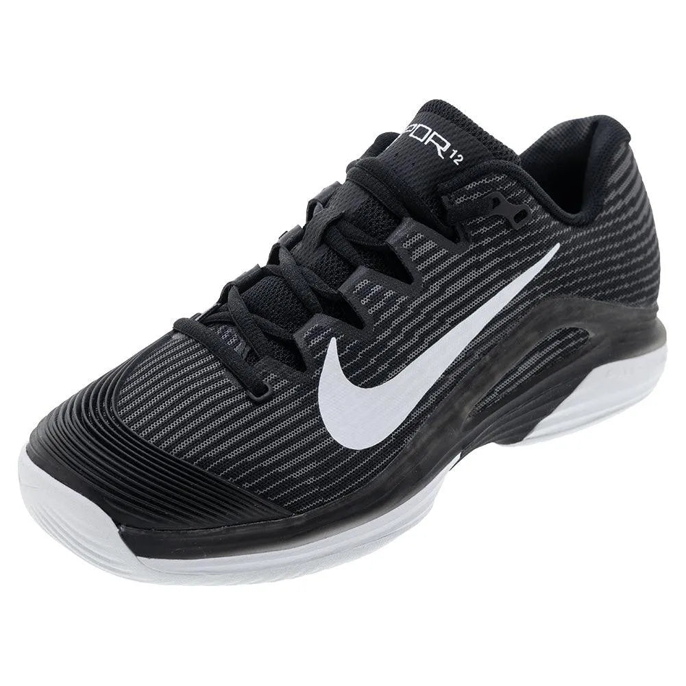Women's Zoom Vapor 12 Tennis Shoes Black and White-Footwear-Nike-FV5554-001S25-Tennis Express