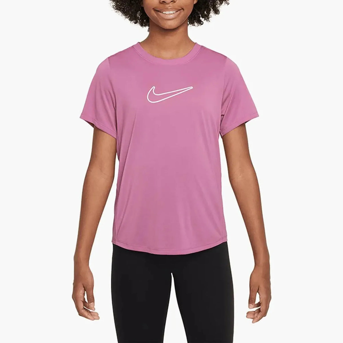 Girls' Fitted Dri-FIT Short-Sleeve Top Magic Flamingo-Apparel-Nike-FZ5600-646-1-Tennis Express
