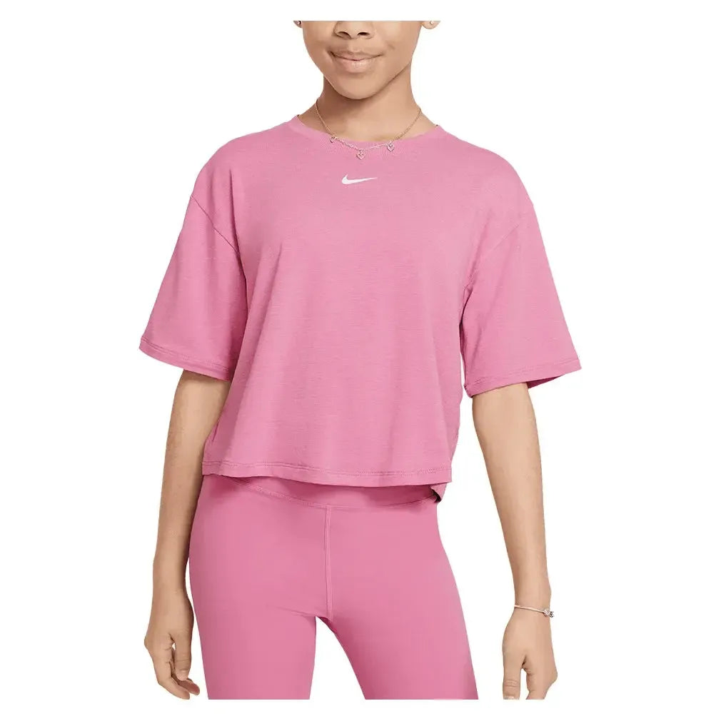 Girls' One Relaxed Dri-FIT Short-Sleeve Top-Apparel-Nike-FZ5602-U25-646-3-Tennis Express