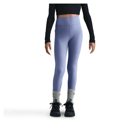 Girls' One Dri-FIT High-Waisted Training Leggings World Indigo and White-Apparel-Nike-FZ5605-499B-Tennis Express