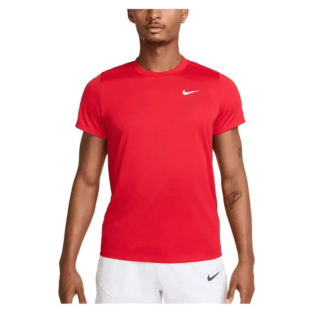 Men's Court Dri-FIT Victory Tennis Top University Red and White-Apparel-Nike-FZ6921-657-Tennis Express