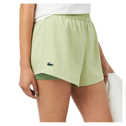 Women's Players Tennis Shorts Birch and Lamb's Lettuce-Apparel-Lacoste-GF9972-614-3-Tennis Express