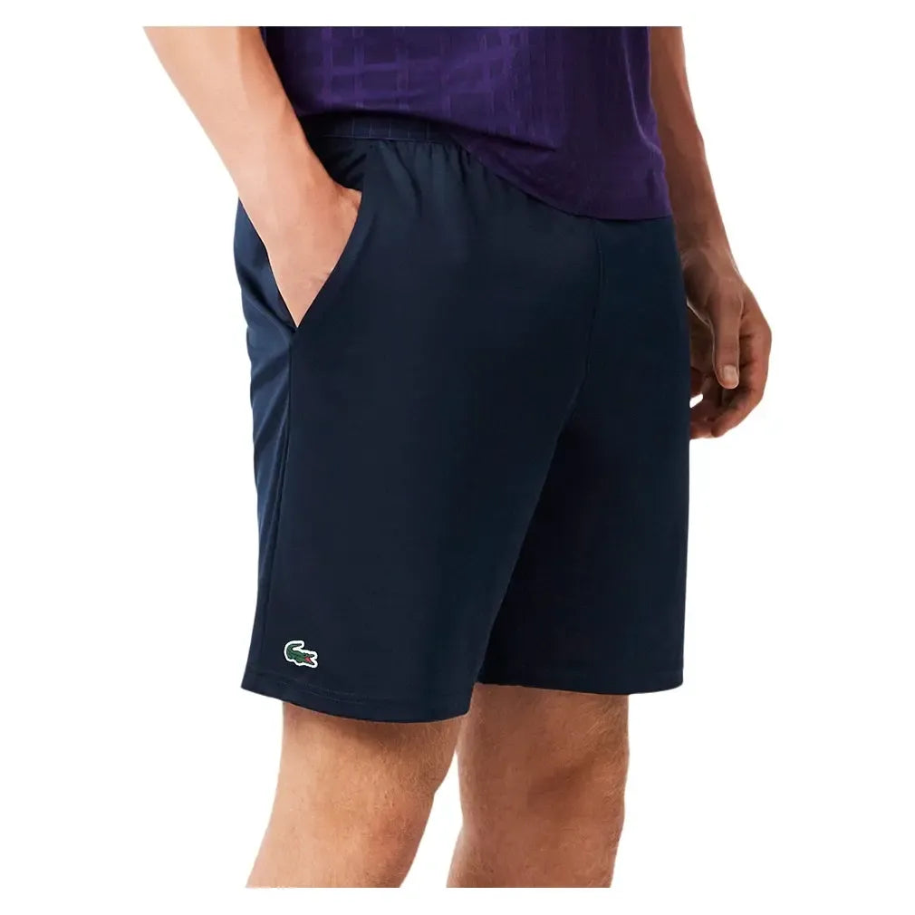 Men's Daniil Medvedev On Court Players Mesh 8 Inch Tennis Short Navy Blue-Apparel-Lacoste-GH4775-166F25-Tennis Express