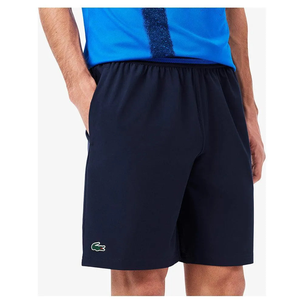 Men's Novak Djokovic On Court Tec Woven 8 Inch Tennis Short Blanc-Apparel-Lacoste-GH7413_3B0_21-Tennis Express