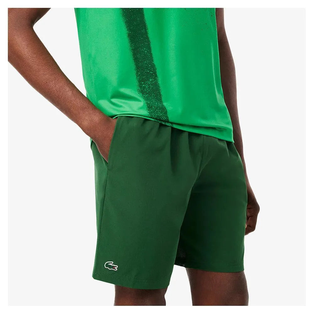 Men's Novak Djokovic On Court Tec Woven 8 Inch Tennis Short Blanc-Apparel-Lacoste-GH7413_FTI_21-Tennis Express
