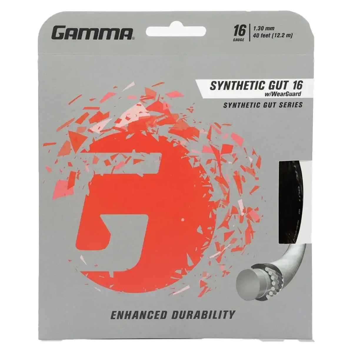 Synthetic Gut with Wearguard 16G Tennis String-Strings-Gamma-GSGW16-B-Tennis Express