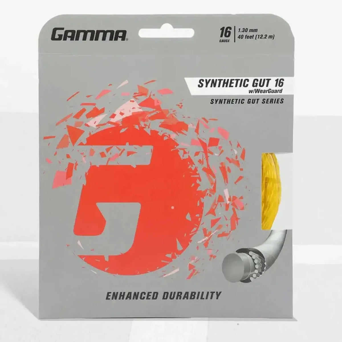 Synthetic Gut with Wearguard 16G Tennis String-Strings-Gamma-GSGW16-G-Tennis Express