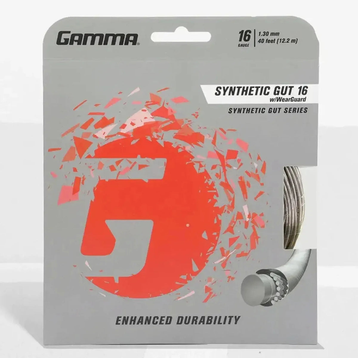 Synthetic Gut with Wearguard 16G Tennis String-Strings-Gamma-GSGW16-S-Tennis Express
