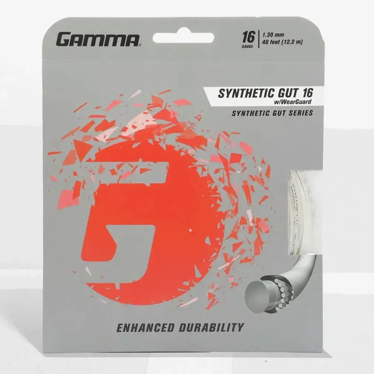 Synthetic Gut with Wearguard 16G Tennis String-Strings-Gamma-GSGW16-W-Tennis Express