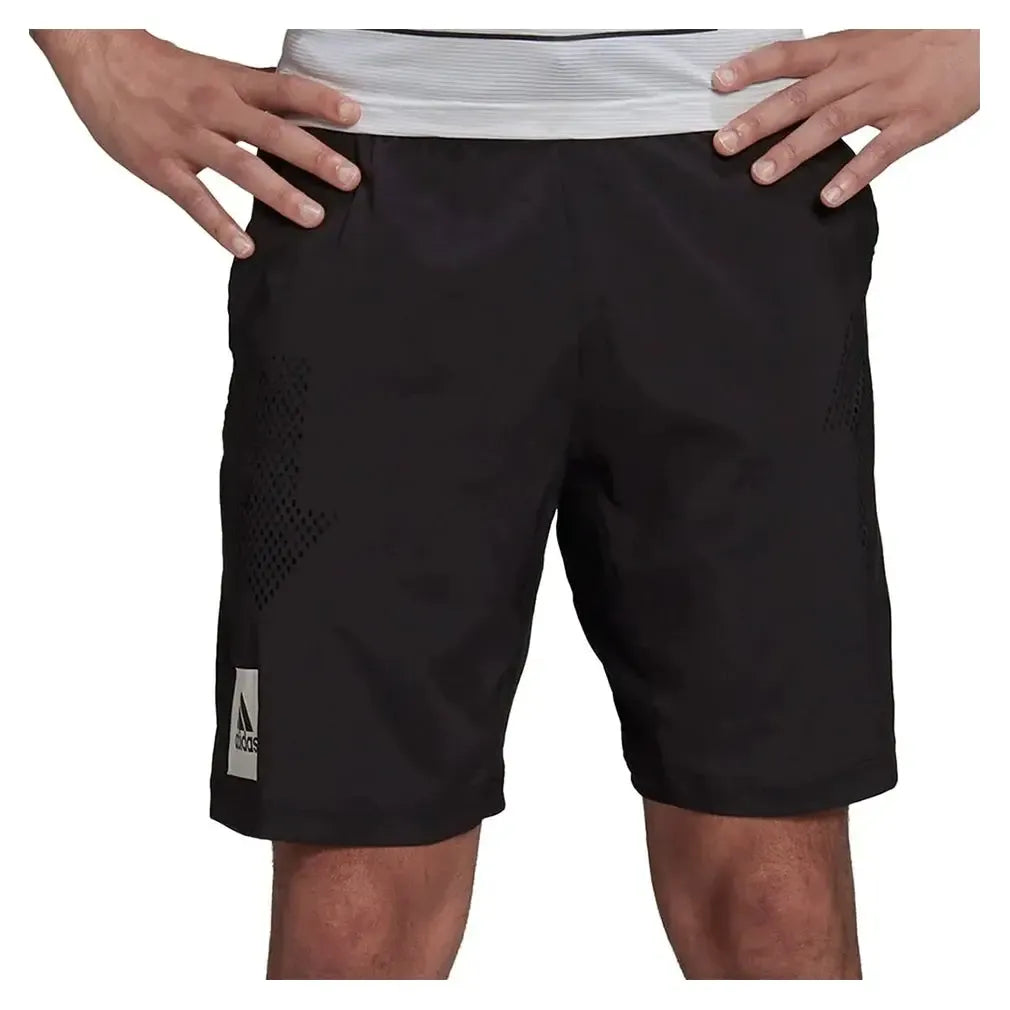 Men's Paris Ergo 9 Inch Tennis Short Black and White-Apparel-Adidas-HA2557-9-S22-Tennis Express