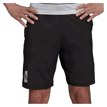 Men's Paris Ergo 9 Inch Tennis Short Black and White-Apparel-Adidas-HA2557-9-S22-Tennis Express