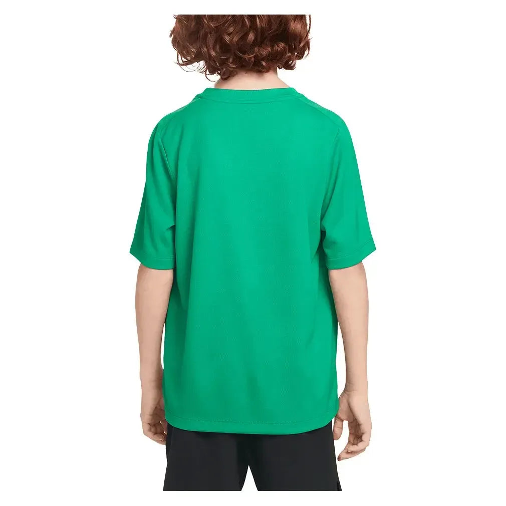 Boys' Dri-FIT Multi Short Sleeve Training Top Stadium Green and White