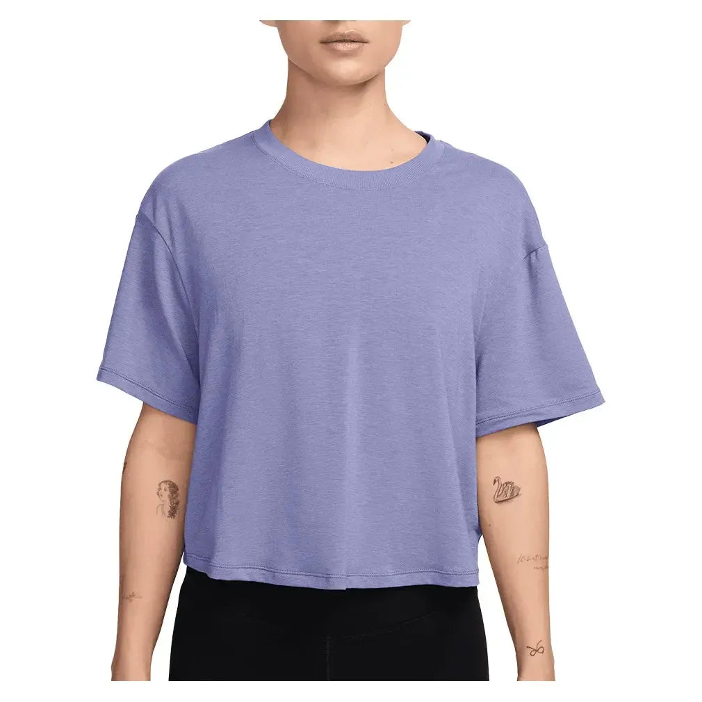 Women's One Relaxed Dri-FIT Cropped Short Sleeve Top Lilac Ice and Clear-Apparel-Nike-HJ1065-533U25-1-[Sku]-Tennis Express