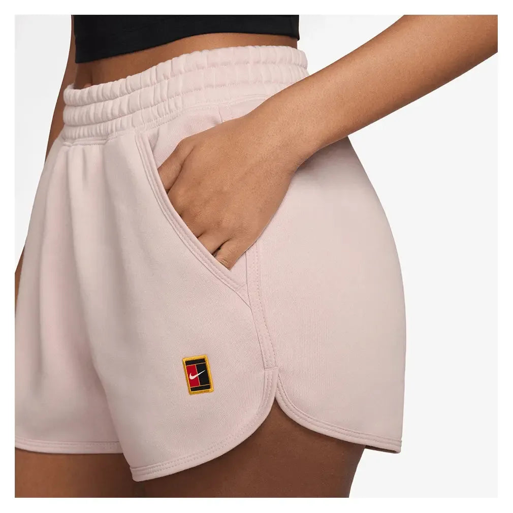Women's Court Heritage Mid-Rise Fleece Tennis Shorts Silt Red