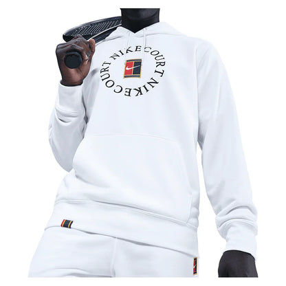 Men's Court Dri-FIT Heritage Fleece Pullover Tennis Hoodie White and Black