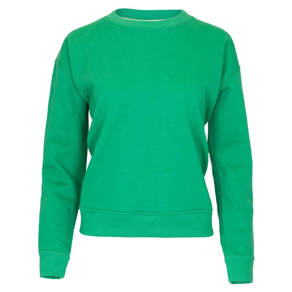 Women's Happiest On The Court Tennis Sweatshirt Green and White-Apparel-CourtLife-HOC-TEN-GRN-F24-Tennis Express