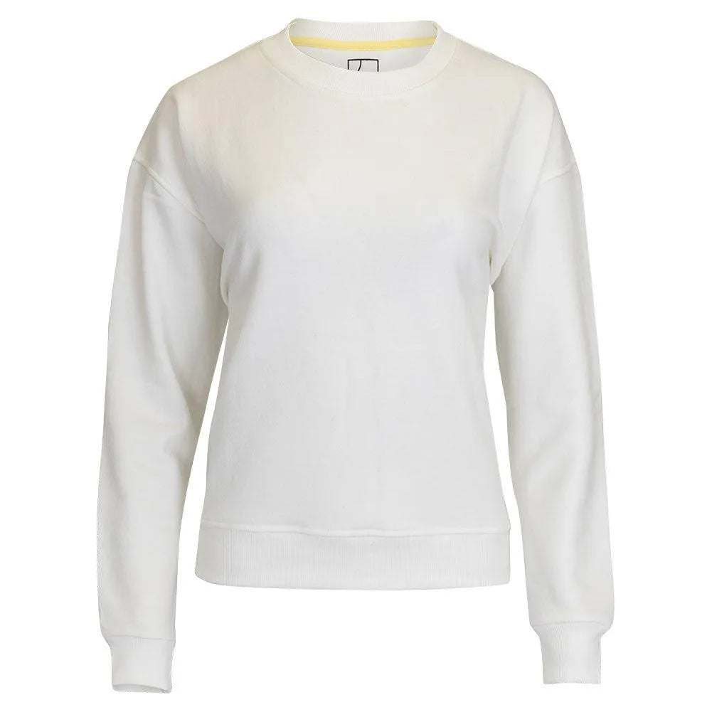 Women's Happiest On The Court Tennis Sweatshirt White and Pink-Apparel-CourtLife-HOC-TEN-IVPI-F24-Tennis Express