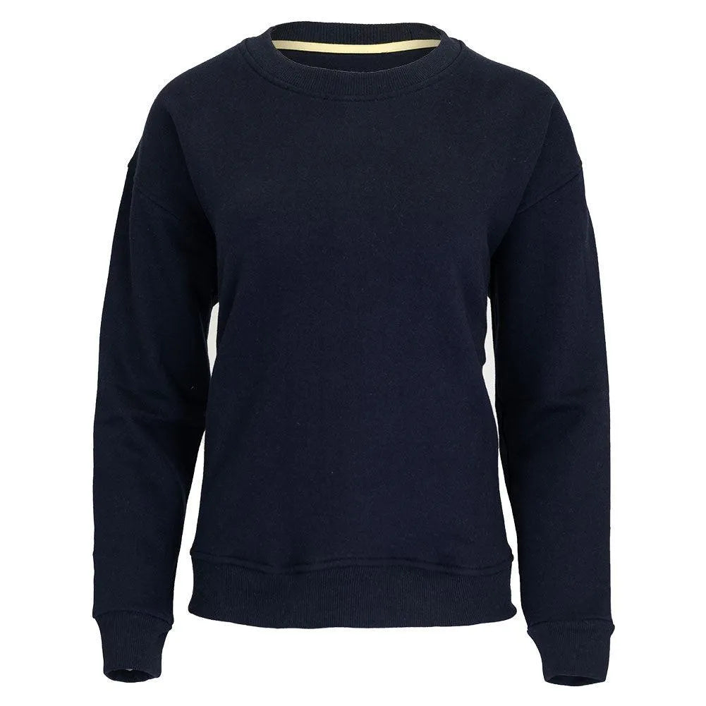 Women's Happiest On The Court Tennis Sweatshirt Navy and White-Apparel-CourtLife-HOC-TEN-NA-F24-Tennis Express