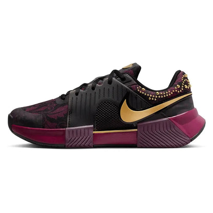 Women's Naomi Osaka Zoom GP Challenge 1 Tennis Shoes Bordeaux and Metallic Gold