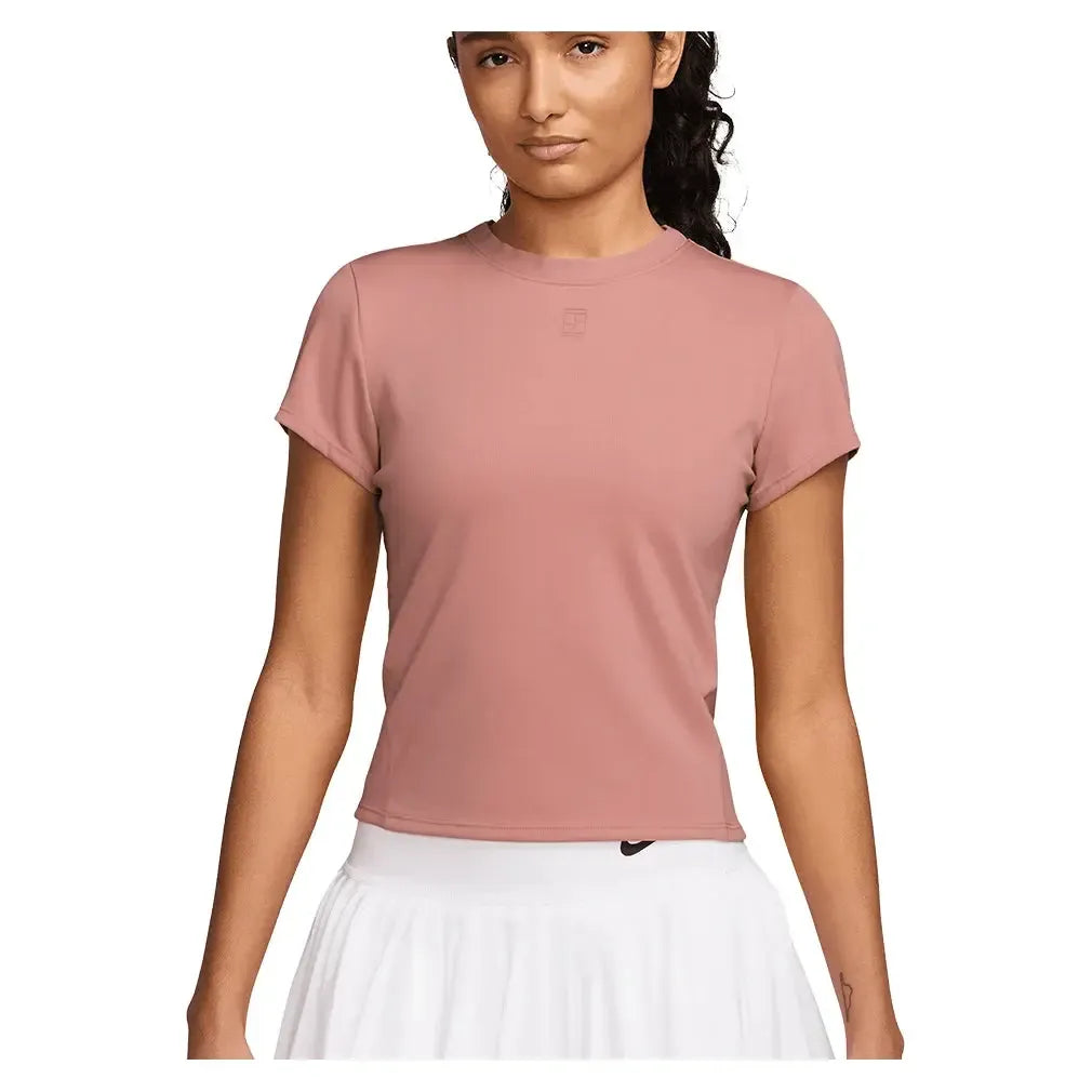 Women's Court Dri-FIT Advantage Short Sleeve Tennis Top Red Stardust-Apparel-Nike-HQ2994-618-Tennis Express