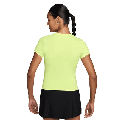 Women's Court Dri-FIT Advantage Short Sleeve Tennis Top Lt Lemon Twist and Black