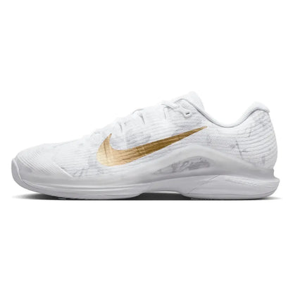 Men's Zoom Vapor 12 Magnolia Tennis Shoes White and Metallic Gold