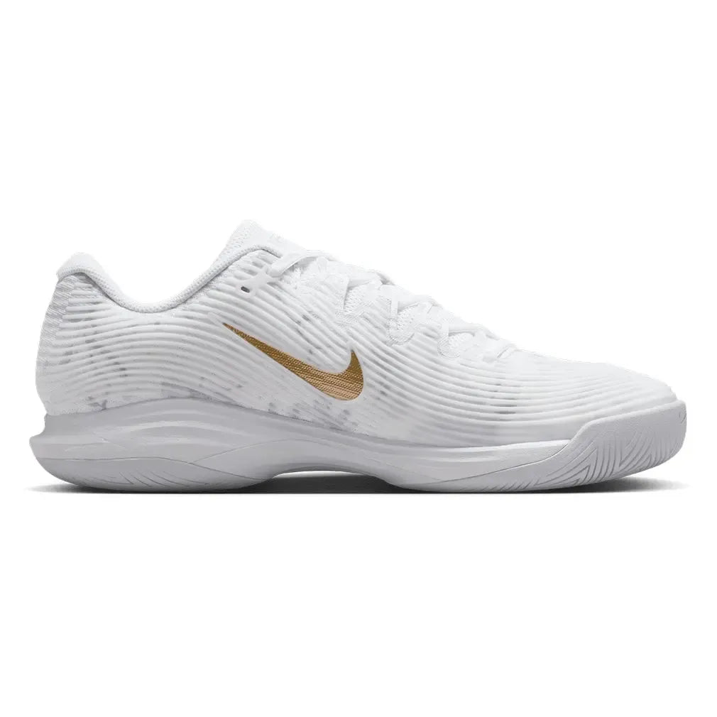 Men's Zoom Vapor 12 Magnolia Tennis Shoes White and Metallic Gold