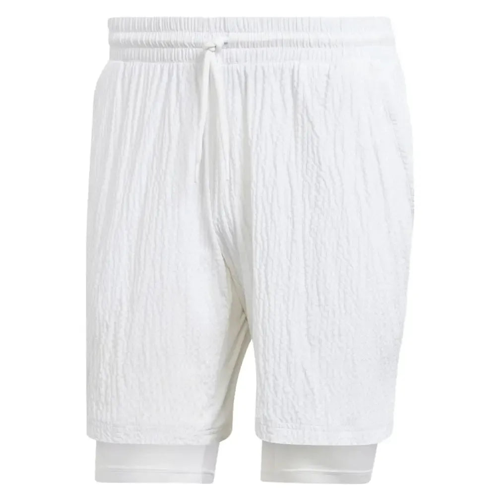 Mens Seersucker AeroReady Pro Tennis Short White-Apparel-Adidas-IA7101-F23-Tennis Express