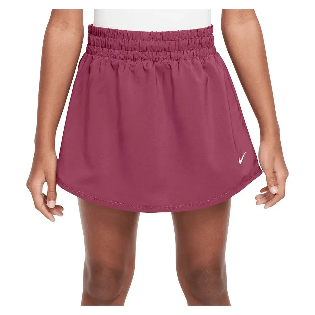 Girls' One Dri-FIT High-Waisted Skort Sweet Beet and White-Apparel-Nike-IF3956-634-Tennis Express