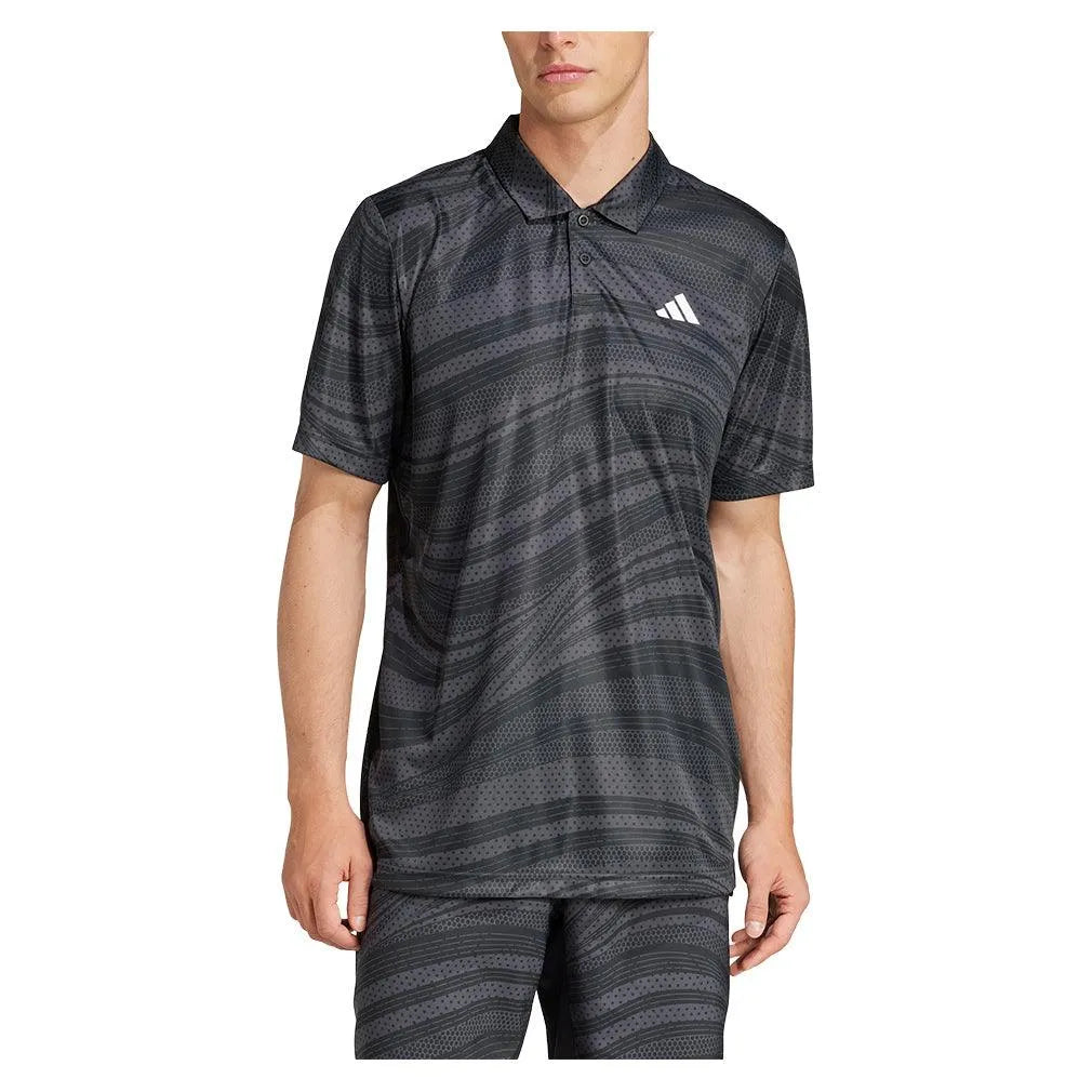 Men's Club Graphic Tennis Polo Black and Carbon